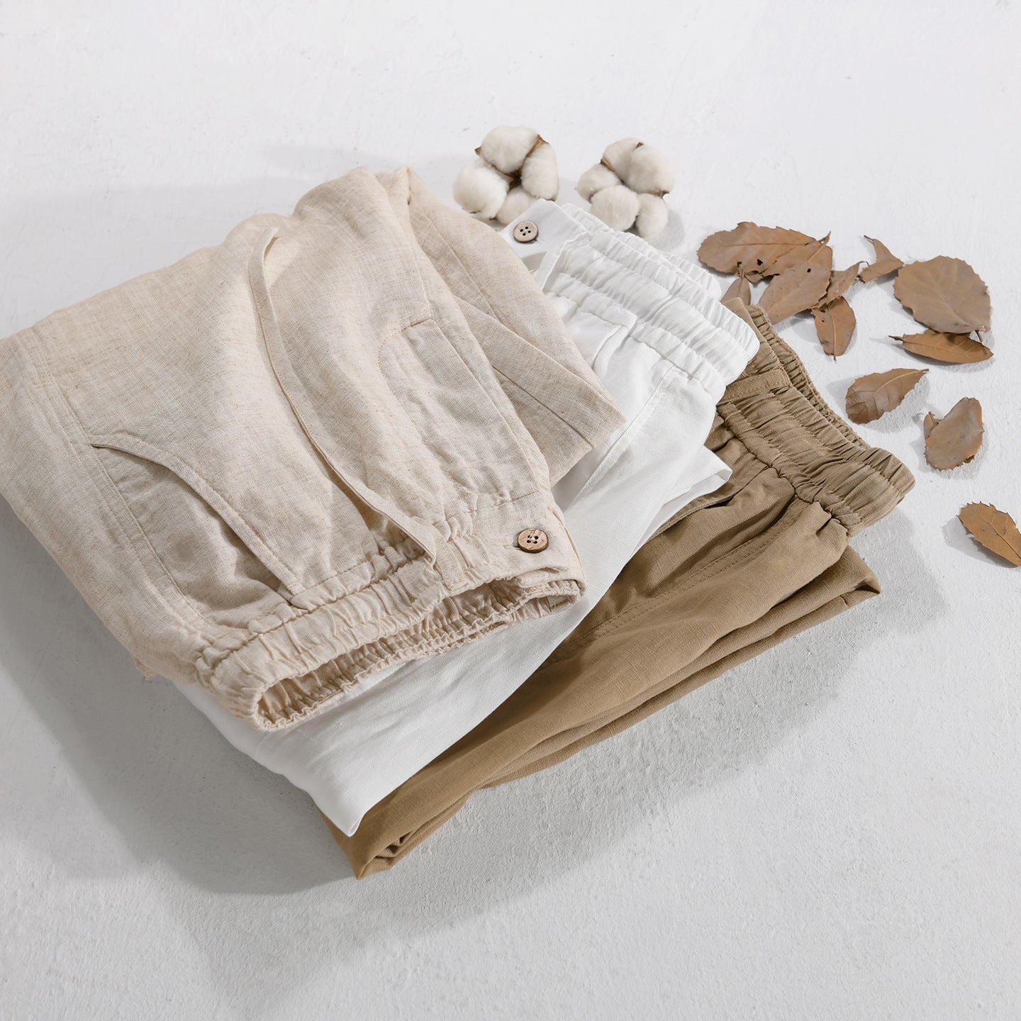 Men's Drawstring Casual Linen Straight-leg Pants