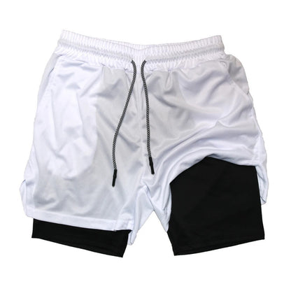 Men's Double-Layer Quick-Drying Breathable Sports Shorts With Pockets