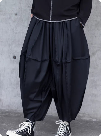 Wide Leg Warrior Pants With Male Frayed Edge Design, Nine Tenths Fat