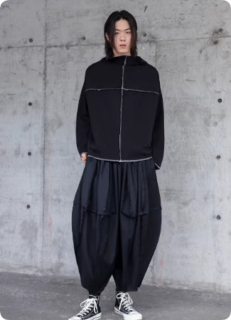 Wide Leg Warrior Pants With Male Frayed Edge Design, Nine Tenths Fat
