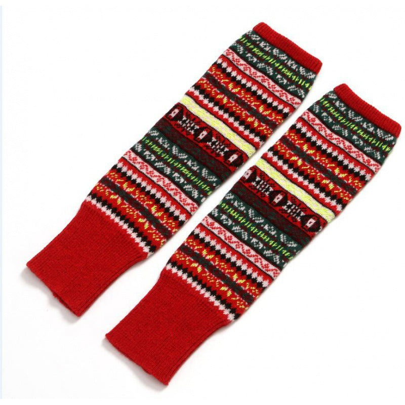 Knitted Chunky Socks AutumnWinter Fluorescent Camo Leg Warmers Womens Over-the-Knee Thermal Boot Cuffs Sock Covers