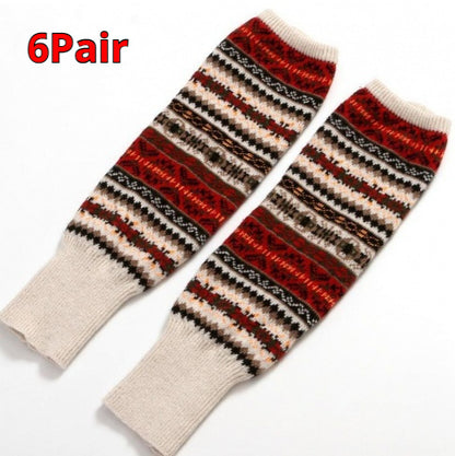 Knitted Chunky Socks AutumnWinter Fluorescent Camo Leg Warmers Womens Over-the-Knee Thermal Boot Cuffs Sock Covers