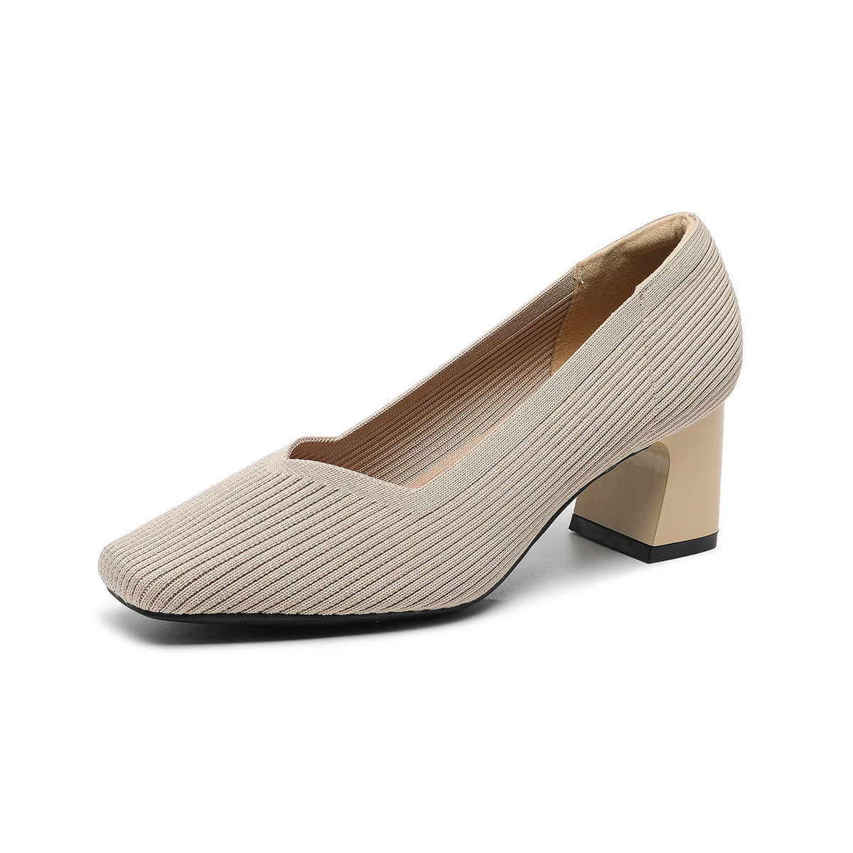 Rough Heeled Square Toe High Heels For Women