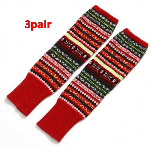 Knitted Chunky Socks AutumnWinter Fluorescent Camo Leg Warmers Womens Over-the-Knee Thermal Boot Cuffs Sock Covers
