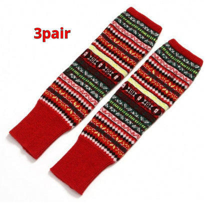 Knitted Chunky Socks AutumnWinter Fluorescent Camo Leg Warmers Womens Over-the-Knee Thermal Boot Cuffs Sock Covers