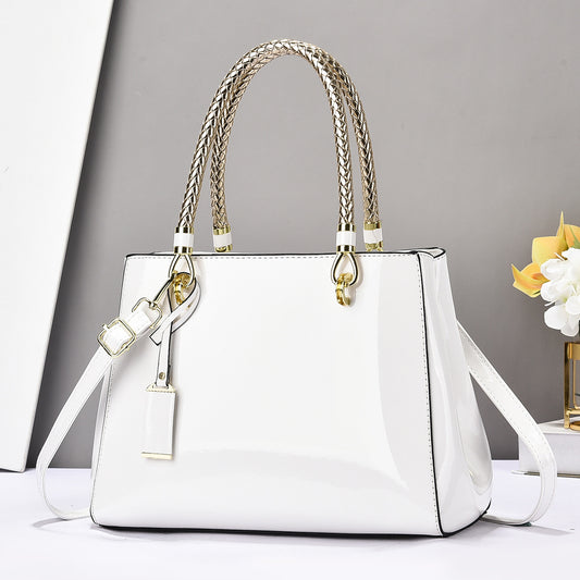 Fashionable Patent Leather Glossy Handbag Large-Capacity Casual Shoulder Crossbody Bag