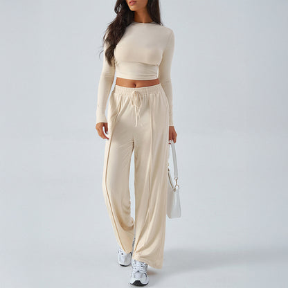 European And American Yoga Sports Long Sleeve Inner Wear Trousers Suit Women