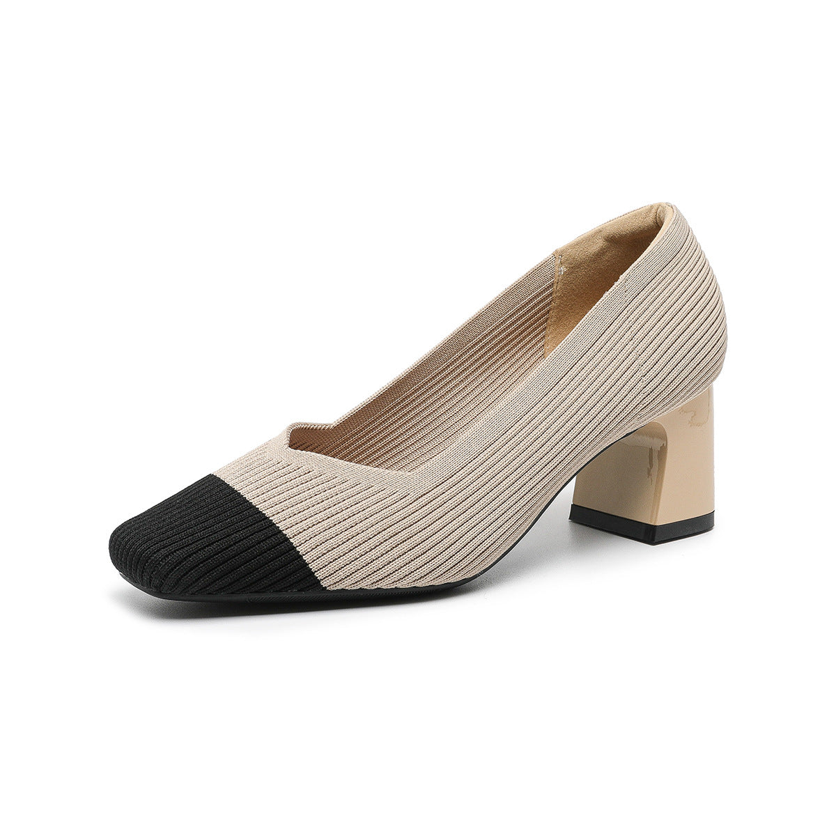 Rough Heeled Square Toe High Heels For Women