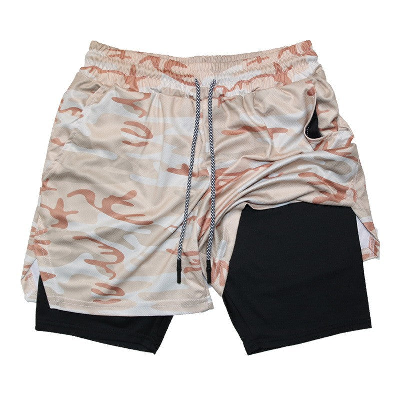 Men's Double-Layer Quick-Drying Breathable Sports Shorts With Pockets