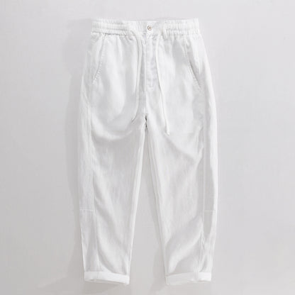Men's Drawstring Casual Linen Straight-leg Pants