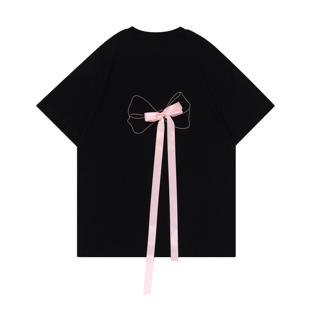 Bow Ribbon Short Sleeve Men And Women