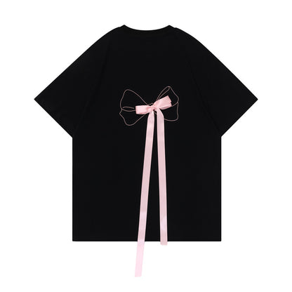 Bow Ribbon Short Sleeve Men And Women