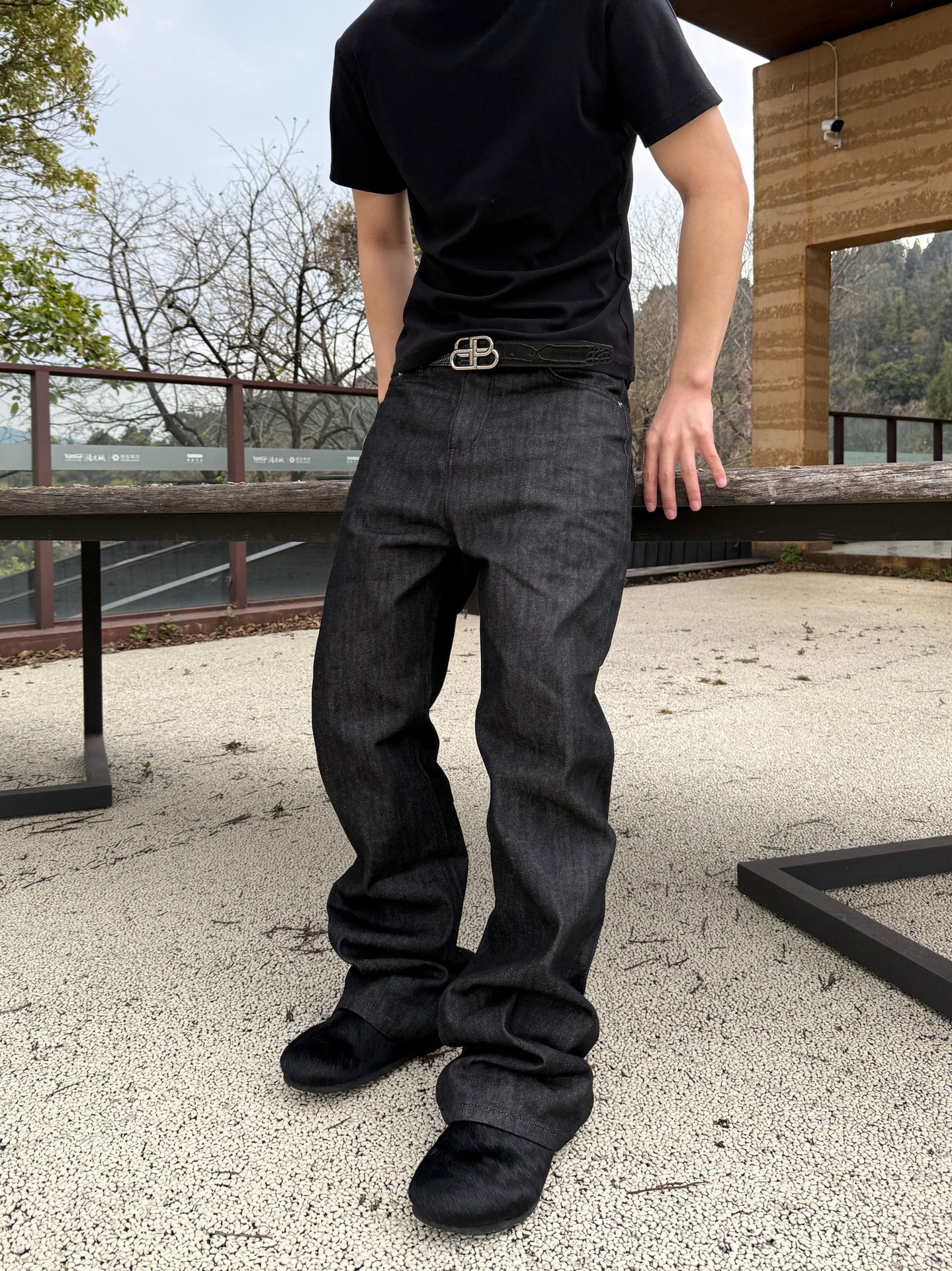 Retro Black Acid-washed Bootcut Versatile Jeans