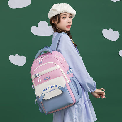 New Student Schoolbag Colorful Contrast Color Schoolbag