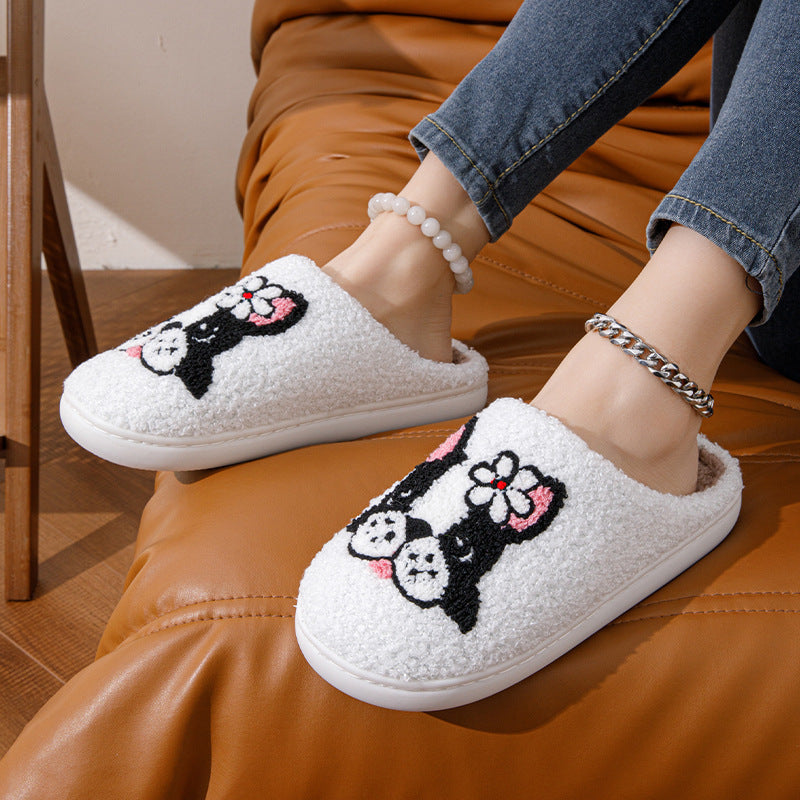 Men And Women Colored Dogs Cartoon Cotton Slippers