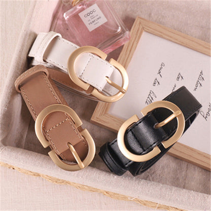 Women's D-Clasp Simple Decorative Leather Belt