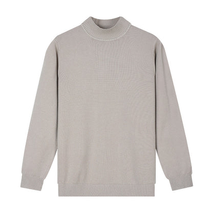 Autumn And Winter High-end Semi-turtleneck Sweater For Men, Solid Color Versatile Lazy Warm Knitted Undershirt