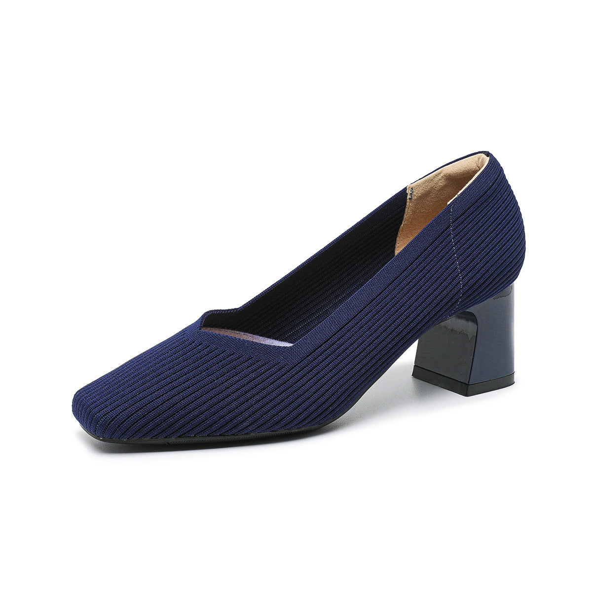 Rough Heeled Square Toe High Heels For Women