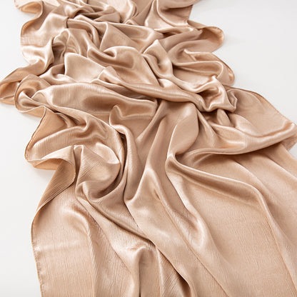 New Style Crinkled Satin Scarf With A Silky Smooth Feel, Perfect As A Headscarf Or Shawl