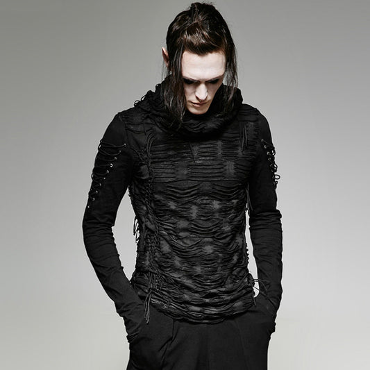 Seasonal New Slim Fit Top Dark Hooded Base Shirt For Men