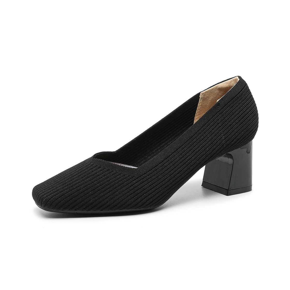 Rough Heeled Square Toe High Heels For Women