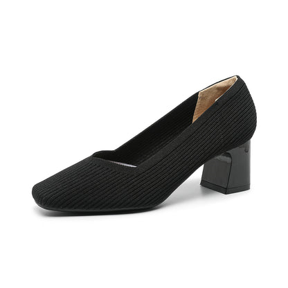 Rough Heeled Square Toe High Heels For Women