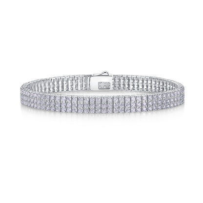 Chain Lock Radiance - A Luxurious And Fashionable Light Luxury Jewelry Silver Bracelet Set With Top-quality Moissanite, S925 Silver-plated Platinum