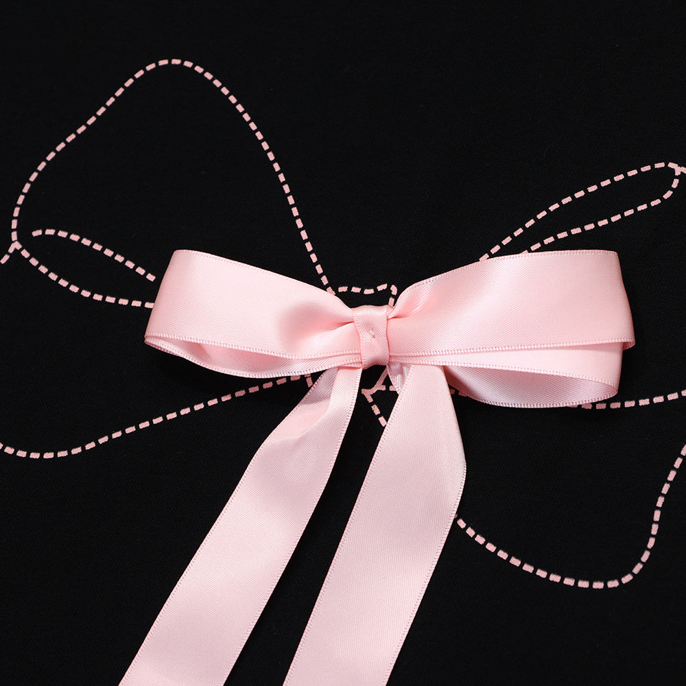 Bow Ribbon Short Sleeve Men And Women