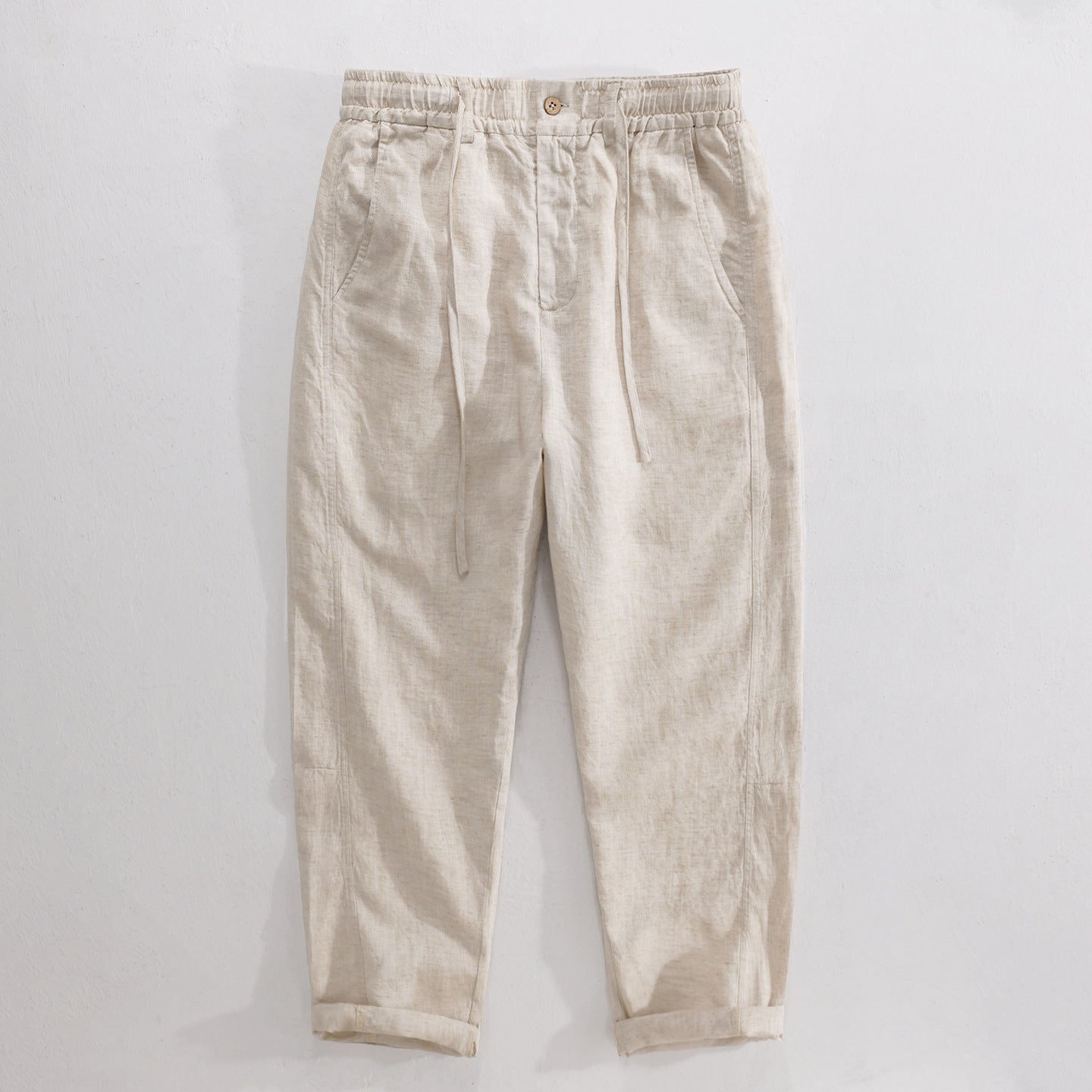Men's Drawstring Casual Linen Straight-leg Pants