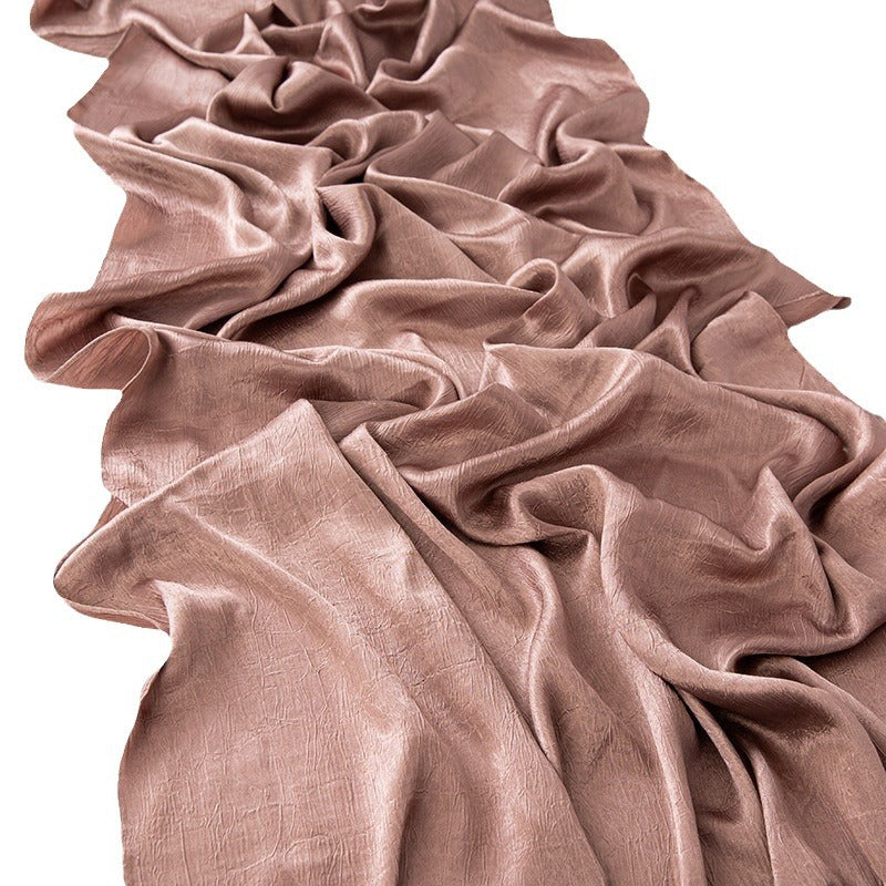 New Style Crinkled Satin Scarf With A Silky Smooth Feel, Perfect As A Headscarf Or Shawl
