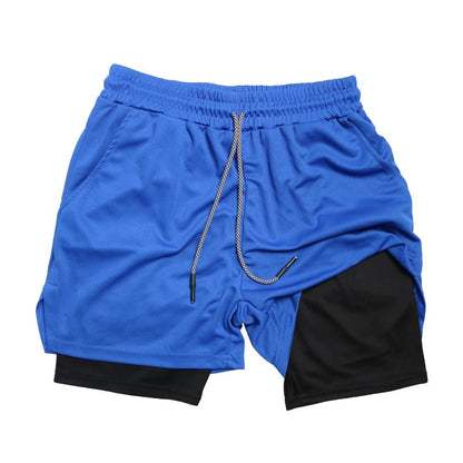 Men's Double-Layer Quick-Drying Breathable Sports Shorts With Pockets