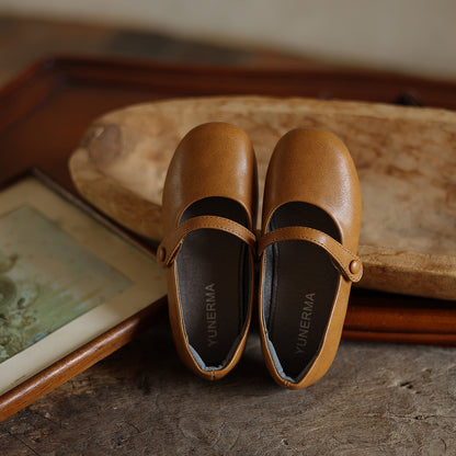 Autumn New Vintage Velcro Leather Shoes Baby Spring And Autumn Foreign Soft Soled Shoes