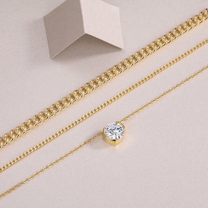 3-carat High-quality Morganite Gemstone-laden Luxurious And Fashionable Minimalist Trend Jewelry Silver Pendant Necklace With Collar Chain, S925 Silver Electroplated With Gold