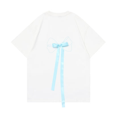 Bow Ribbon Short Sleeve Men And Women