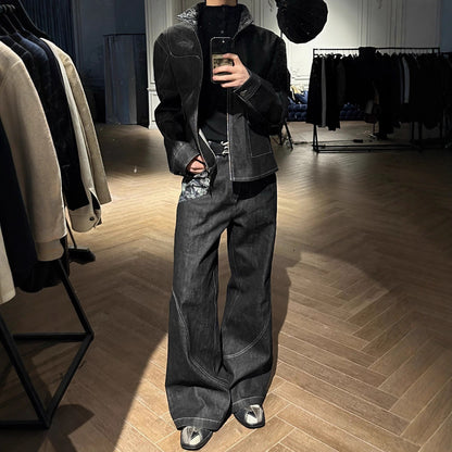 Men's Slightly Flared Loose-fitting Wide-leg Trousers