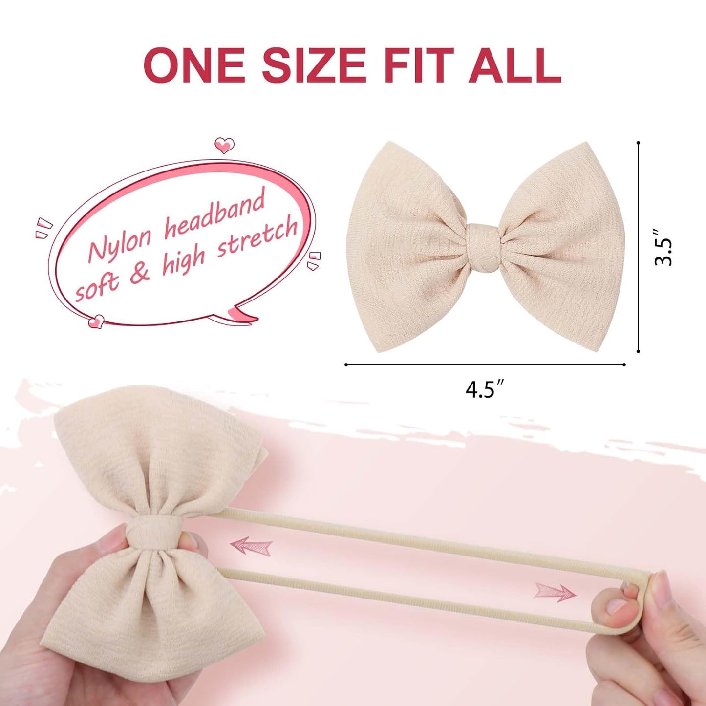 Soft Headbands Baby Girls Nylon Headband With Hair Bow Hairbands Hair Accessories For Newborn Infant Toddler Kids