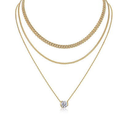 3-carat High-quality Morganite Gemstone-laden Luxurious And Fashionable Minimalist Trend Jewelry Silver Pendant Necklace With Collar Chain, S925 Silver Electroplated With Gold