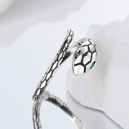 925 Sterling Silver Green Snake Eye Ring Can Be Worn By Men And Women