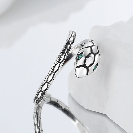 925 Sterling Silver Green Snake Eye Ring Can Be Worn By Men And Women