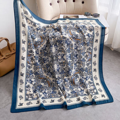 Female Creative Versatile Print Velvet Square Scarf