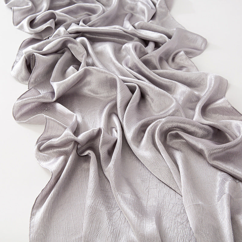 New Style Crinkled Satin Scarf With A Silky Smooth Feel, Perfect As A Headscarf Or Shawl
