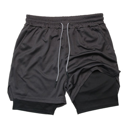 Men's Double-Layer Quick-Drying Breathable Sports Shorts With Pockets