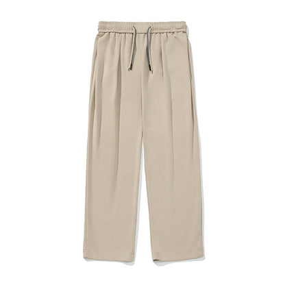 Draped Casual Long Pants With Double Drawstrings