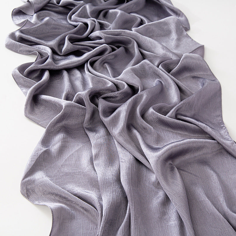 New Style Crinkled Satin Scarf With A Silky Smooth Feel, Perfect As A Headscarf Or Shawl