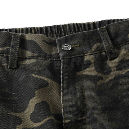 Workwear Camo Casual Pants Mens Straight-Leg Wide-Leg Trousers