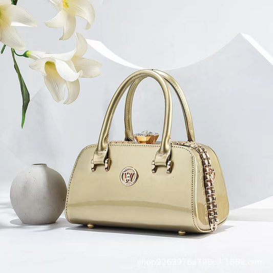 Shiny Leather Diamond-Embellished Simple And Elegant Womens Bag Multi-Functional Evening Clutch