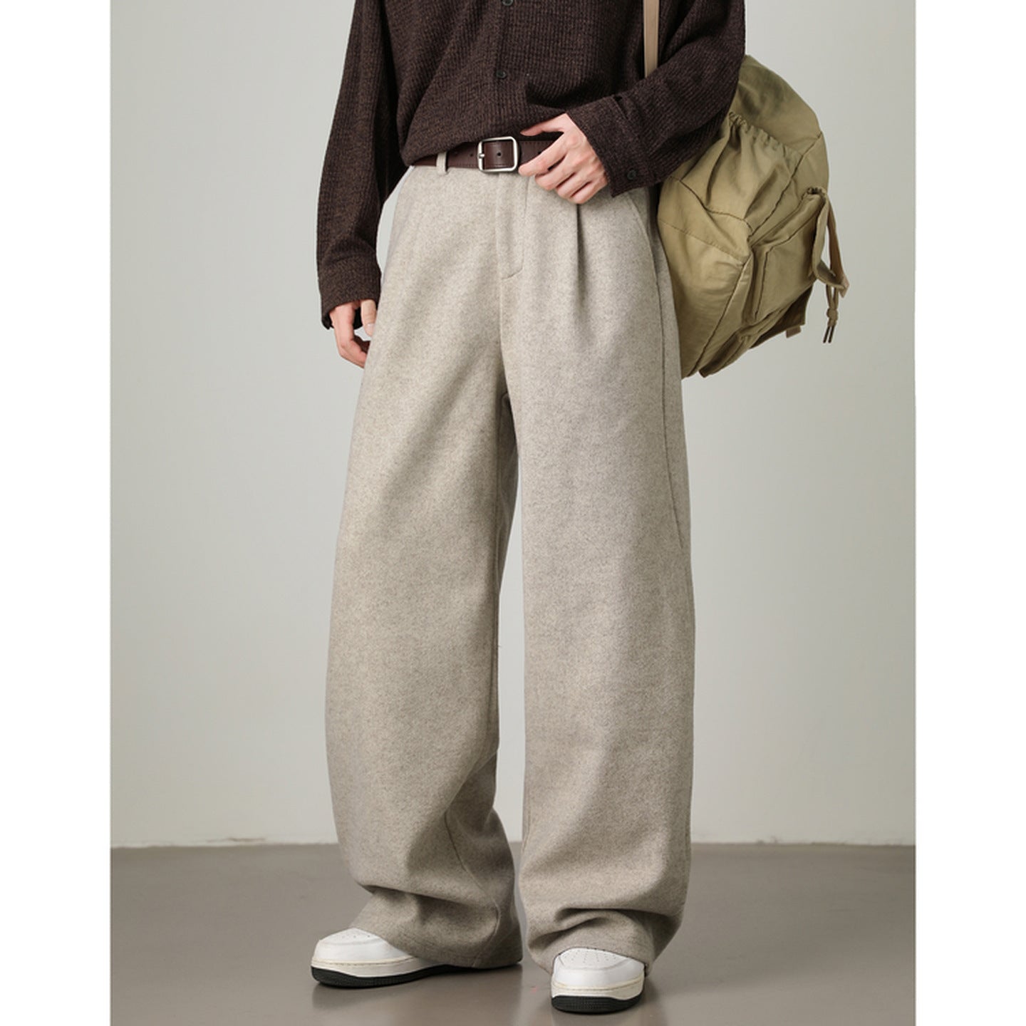 Thickened Wide-leg Pants Old-money Style Straight-leg